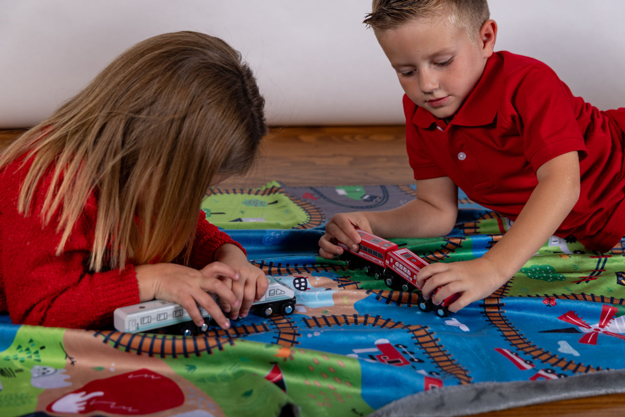 Kids Town Train Track Blanket