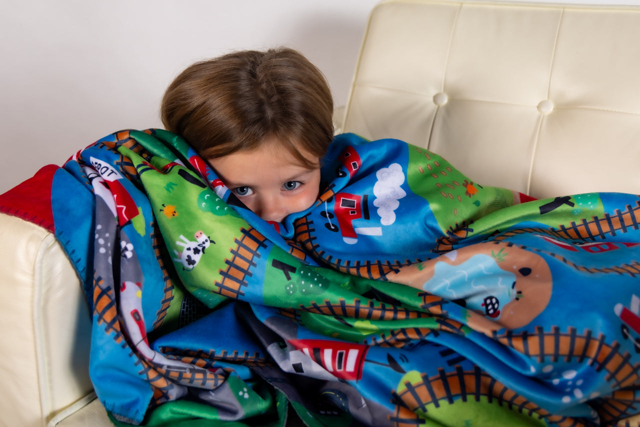 Kids Town Train Track Blanket