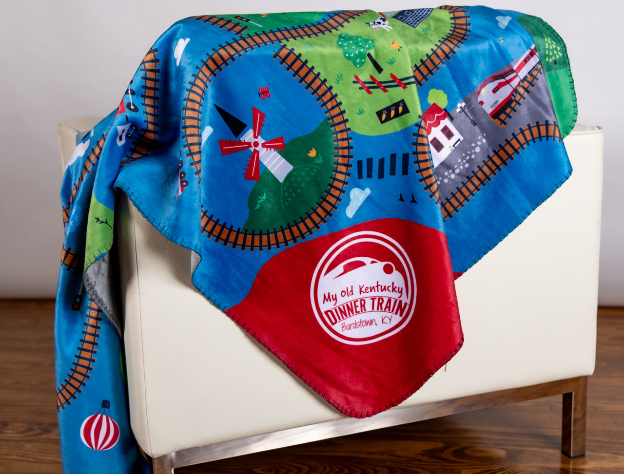 Kids Town Train Track Blanket