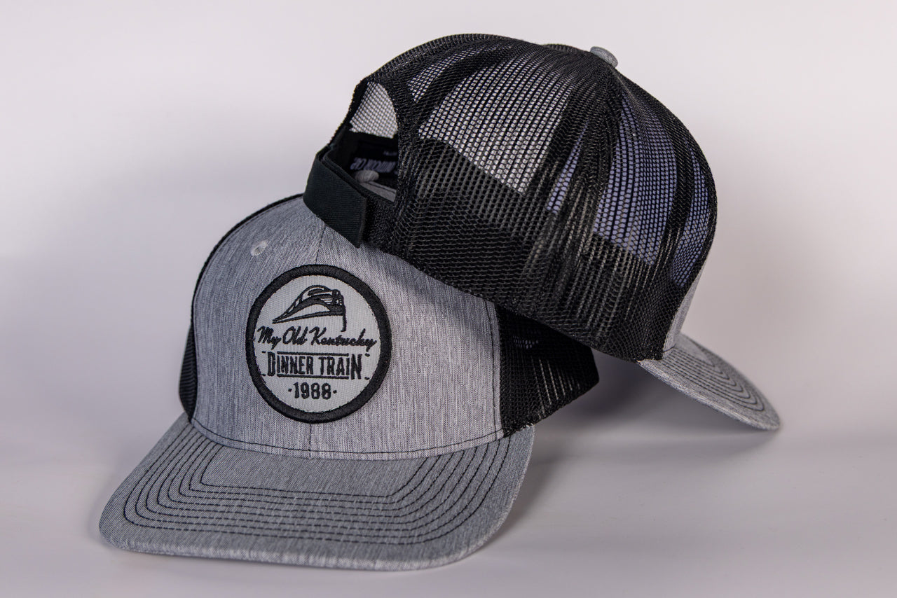 Grey Dinner Train Fabric Patch Hat
