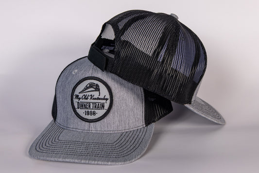 Grey Dinner Train Fabric Patch Hat