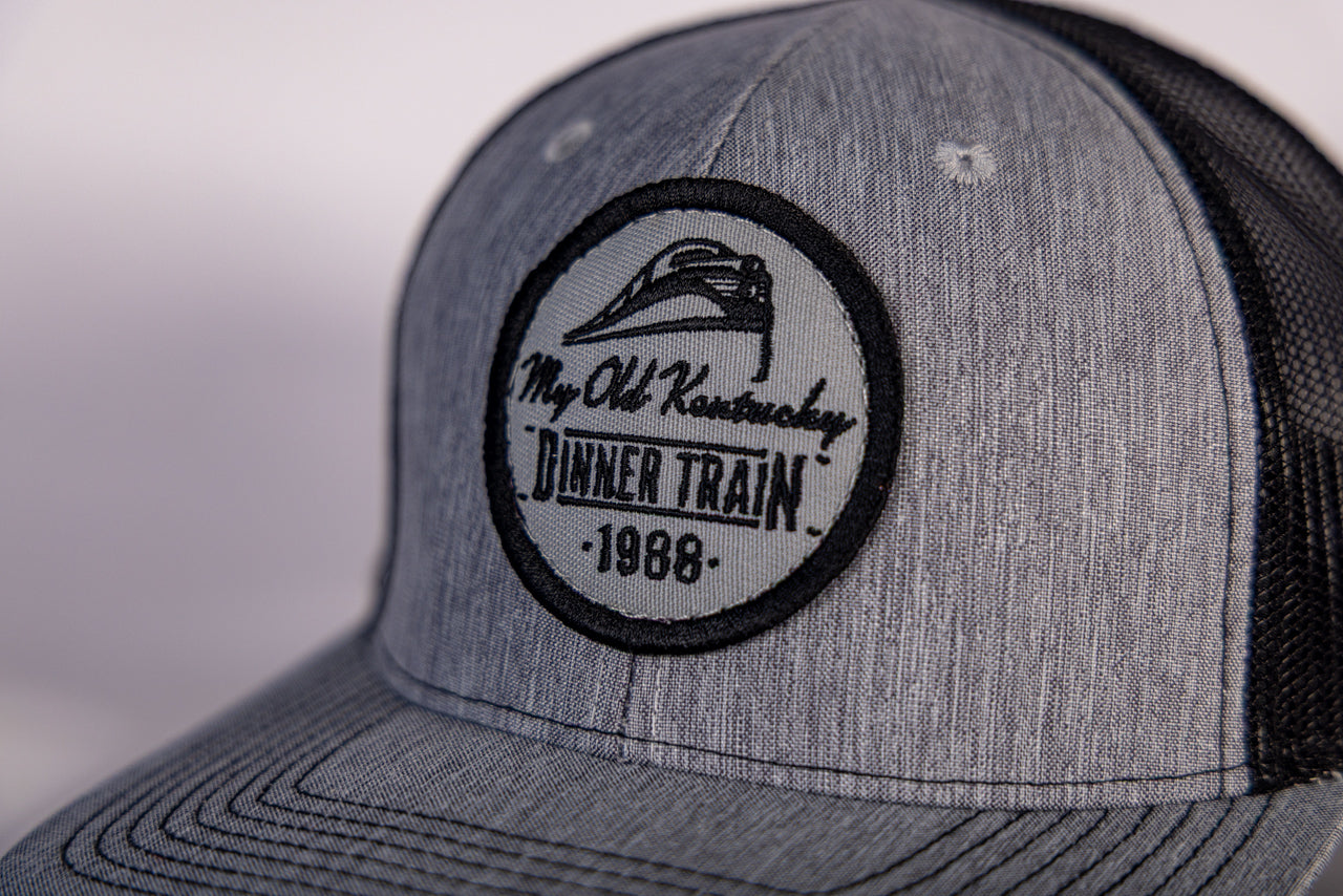 Grey Dinner Train Fabric Patch Hat