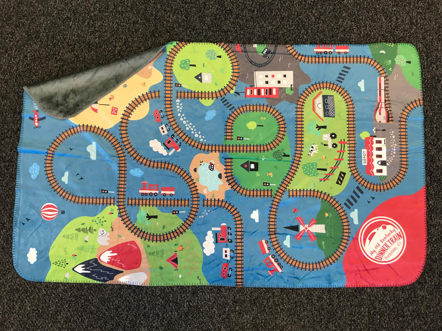 Kids Town Train Track Blanket