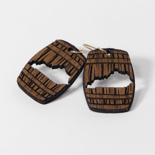 Wood Bourbon Barrel Earrings