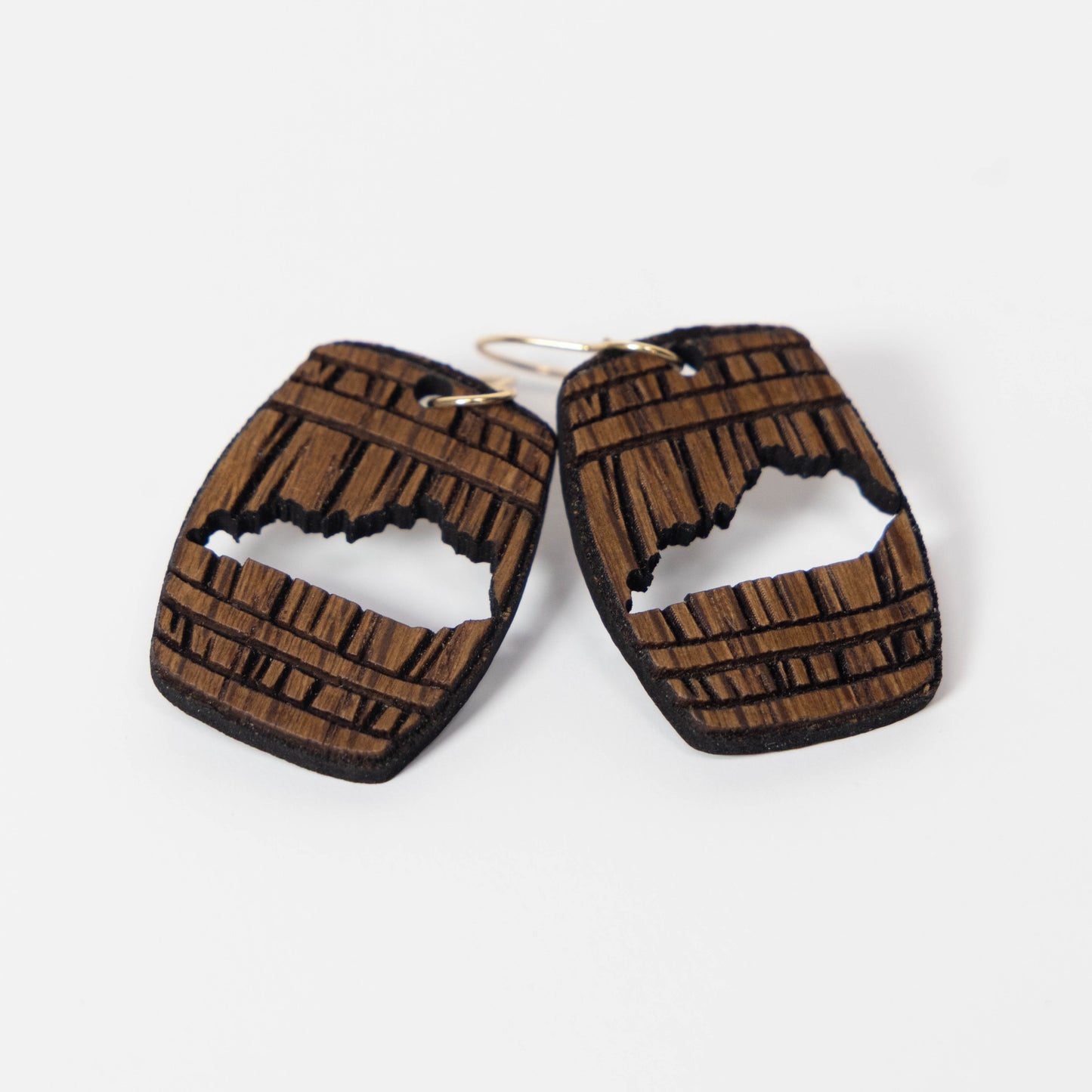 Wood Bourbon Barrel Earrings