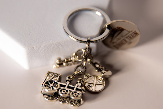 Vintage Steam Locomotive Charm Keychain