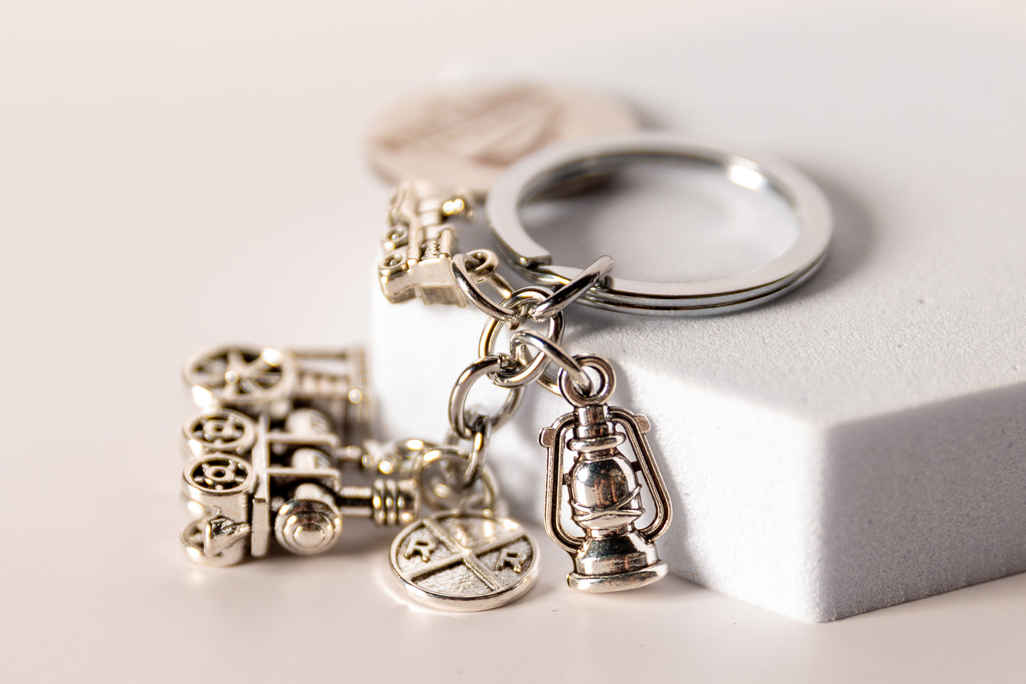 Vintage Steam Locomotive Charm Keychain