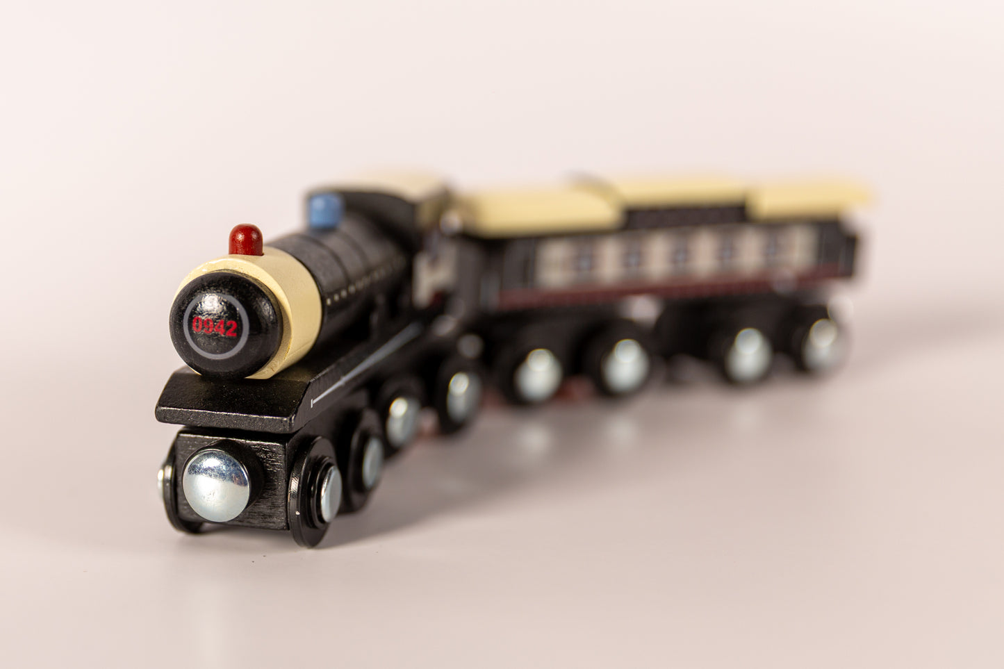 Wooden Magnetic Train Set Red Black White