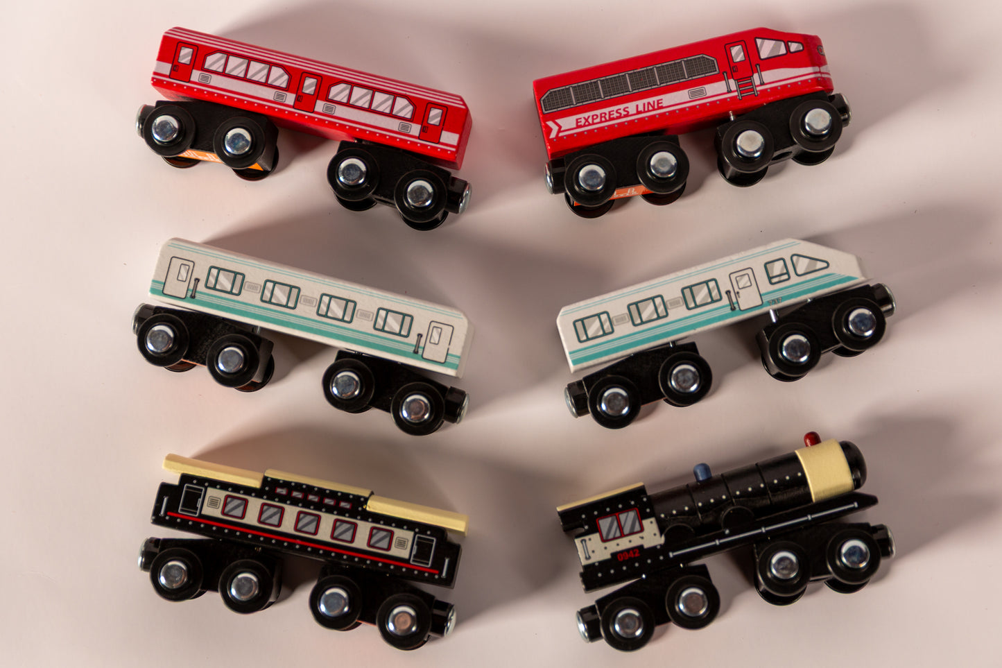 Wooden Magnetic Train Set Red Black White